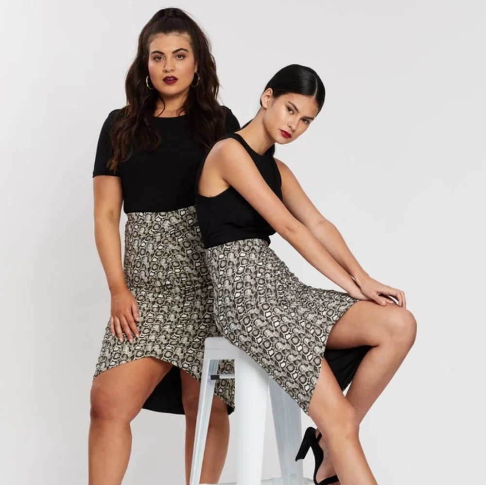 NWT, Good American Snake Print Rouched Skirt